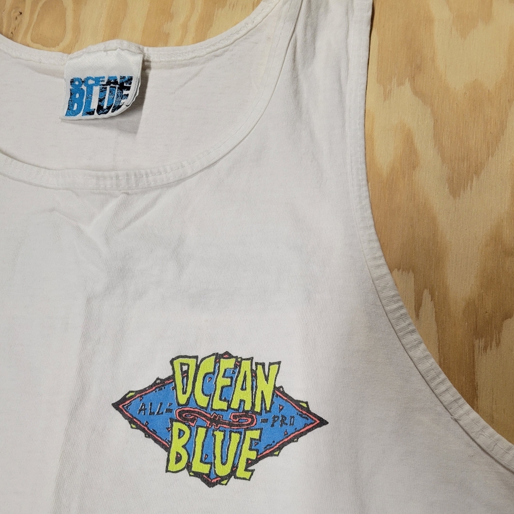 Vintage Ocean Blue Single Stitch Tank